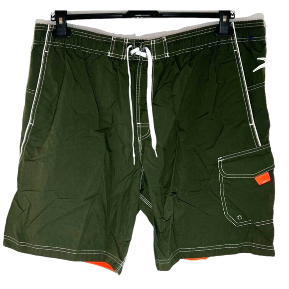Speedo Mens Size XL Swim Trunks Shorts Marina Volley Eco Green Speed Dry Cargo - Picture 2 of 9